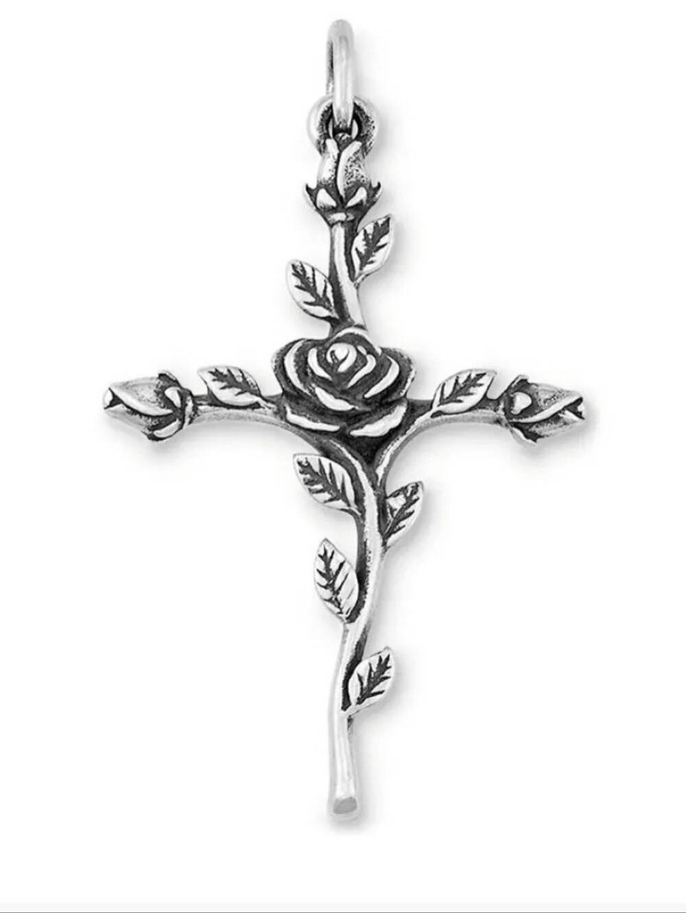 James Avery Sterling Silver Rosebud Flower Cross Pendant - Vintage/Retired